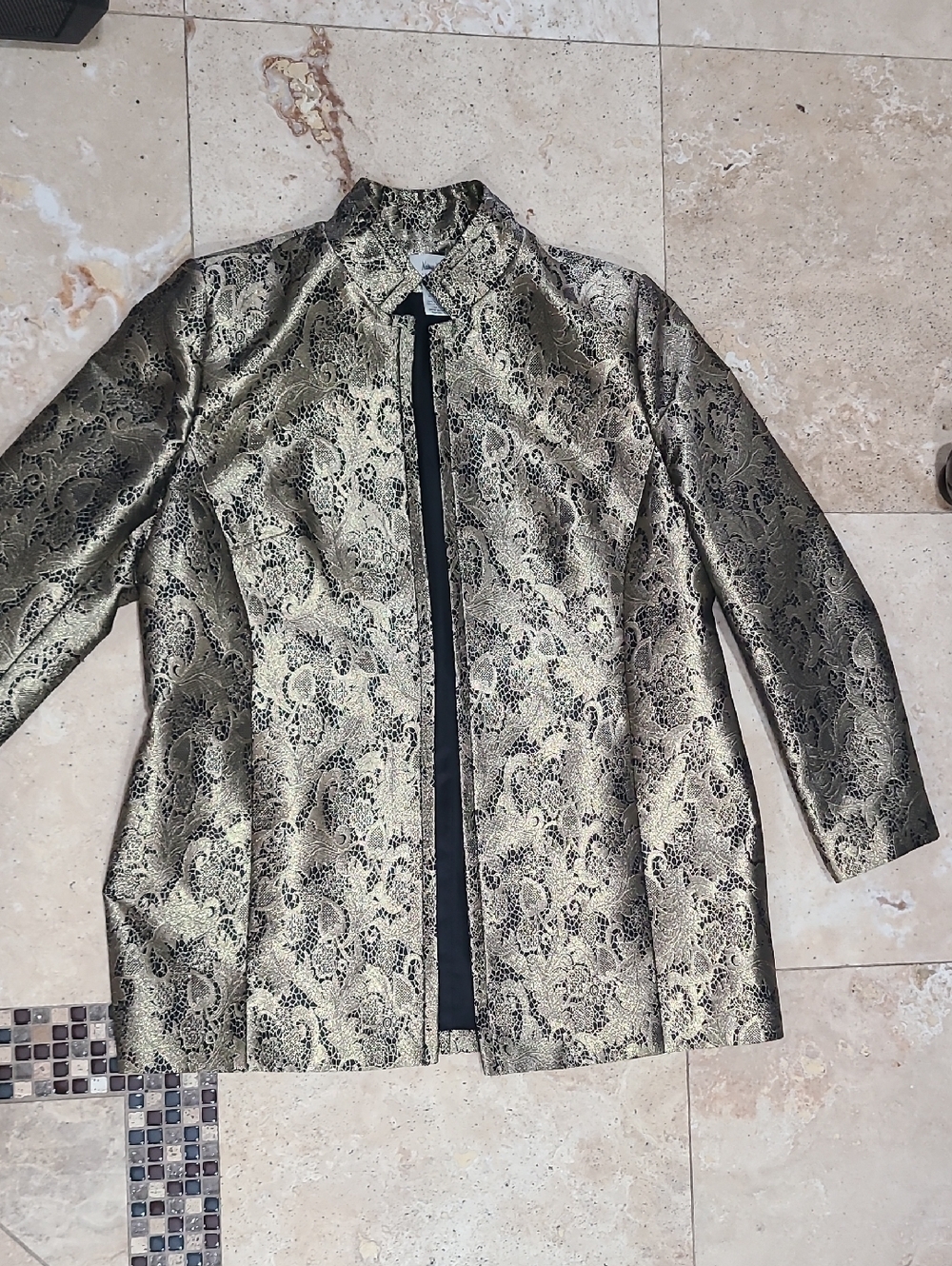 Neiman Marcus Gold and Black Brocade Jacket